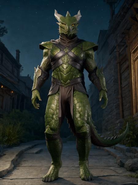 31884-2244940789-dragonborn _(dnd_), green body, yellow eyes, male, (armored), plate armor, dnd, medieval, (street), standing, outdoor, (night),.png